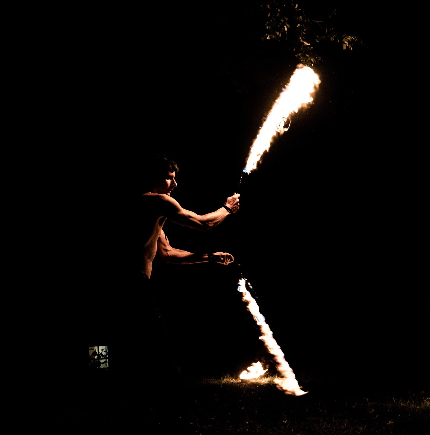 Feuerseile in Bewegung